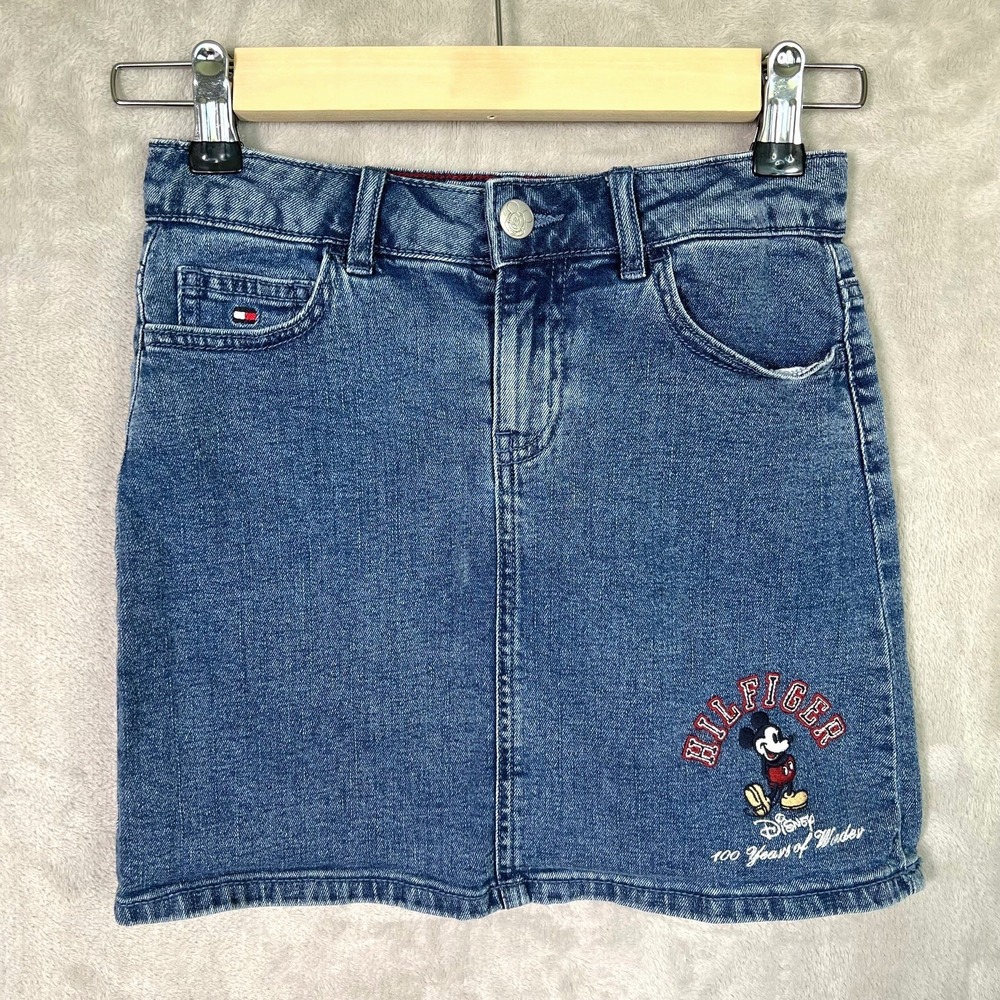 Disney X Tommy Hilfiger Mickey Mouse Denim Skirt Girls 8 Y2K Style 100 years